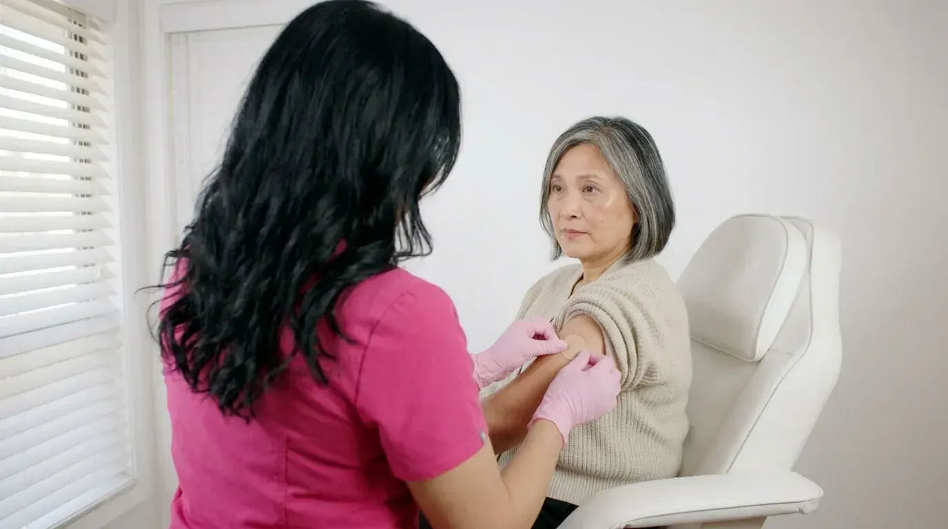 Aplicación de un parche de estrógeno durante la terapia hormonal en Golden Rose
