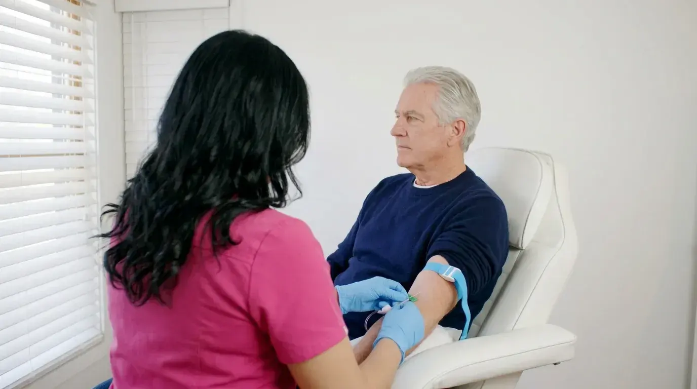 Extracción de sangre para análisis hormonales a un paciente en Golden Rose