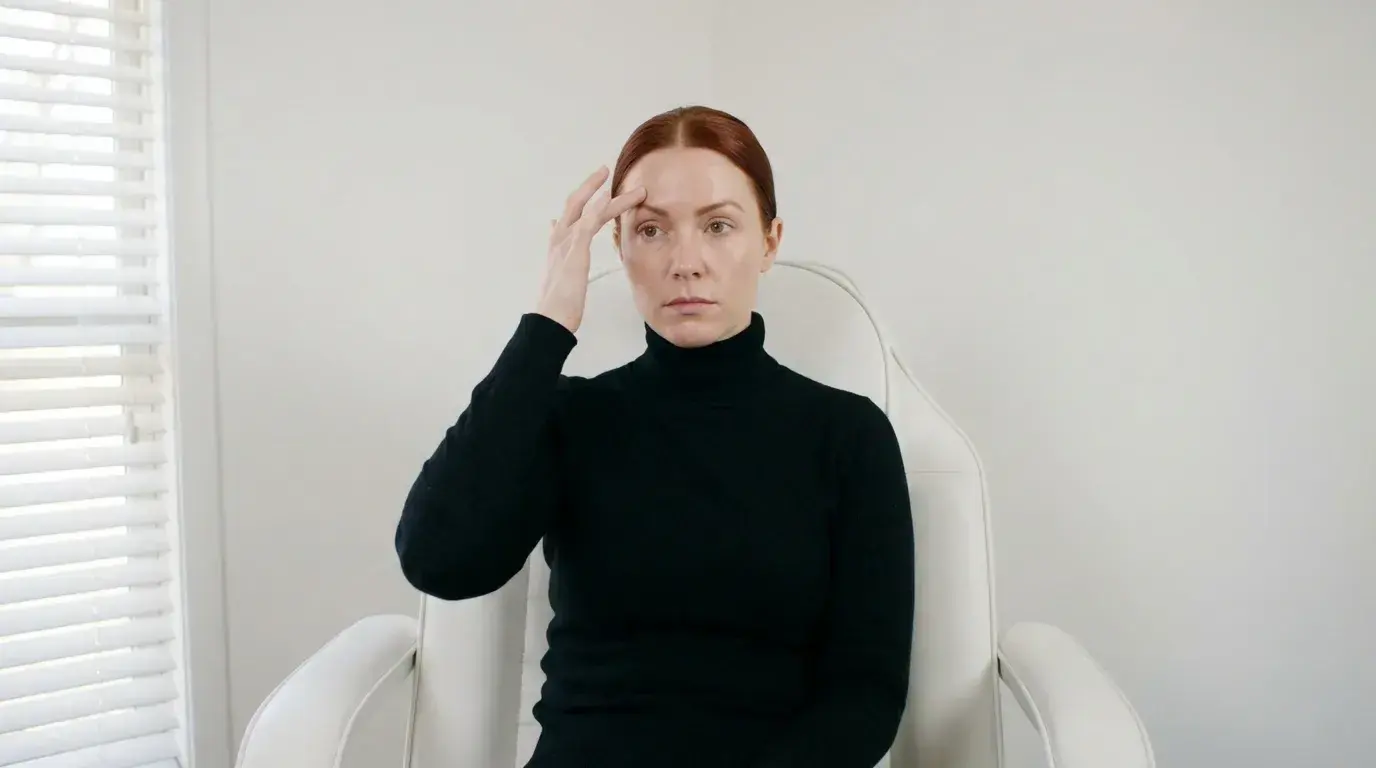 Mujer considerando Botox para las líneas de la frente en Golden Rose