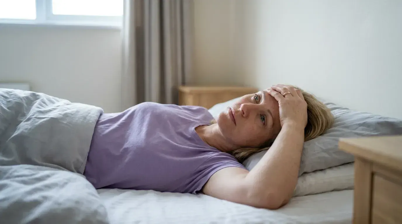 Mujer despierta al amanecer, una señal de que las hormonas podrían estar cambiando